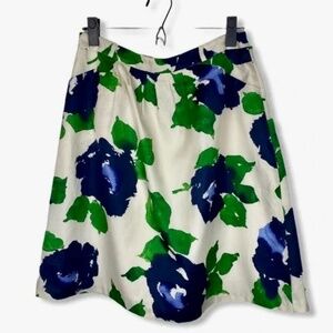 Outback Red Blue Floral Pleated A-line Skirt Women's Size Large NWT